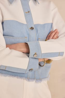 Long sleeve two-tone cotton PUNKY jacket;${refinementColor}