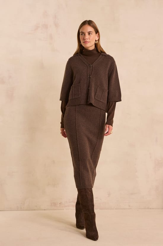 Straight chocolate wool sweater VALENTINE;${refinementColor}