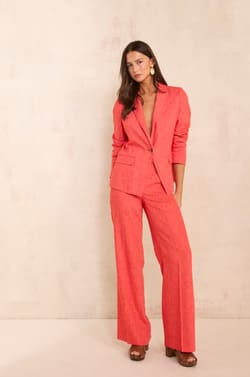 High-waisted tailored trousers in mixed linen LAYLA;${refinementColor}