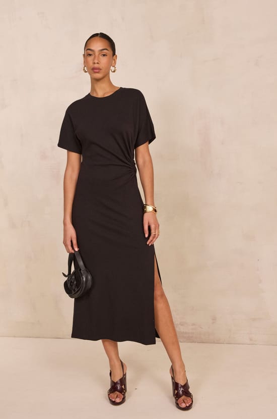 Slim fit dress in mixed cotton BRISBANE;${refinementColor}