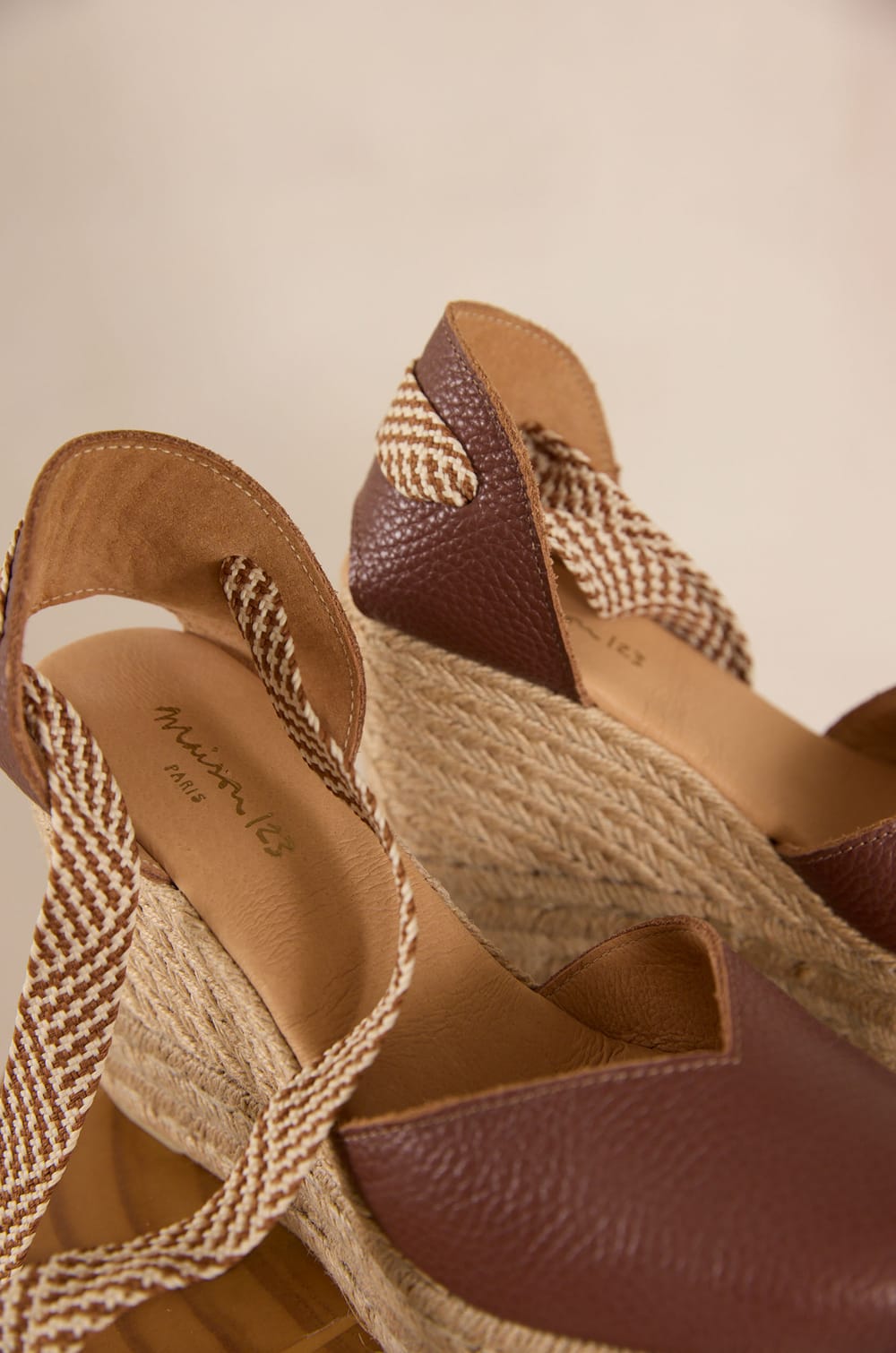 STAN leather wedge espadrilles;${refinementColor}