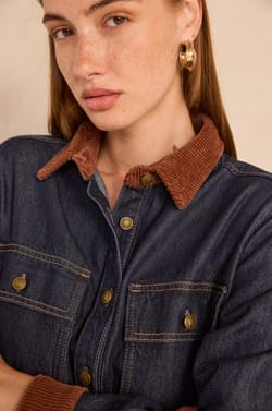Straight denim and corduroy dress PAULINA;${refinementColor}