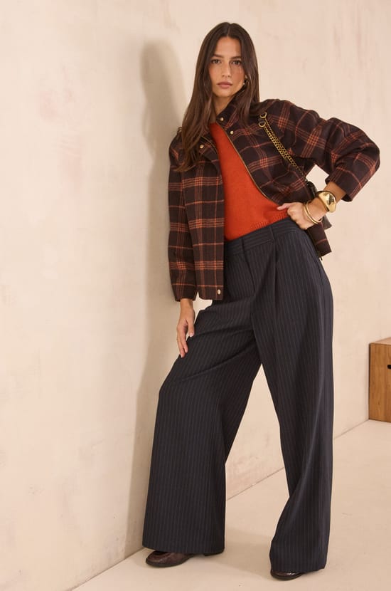 FELICITY mixed wool tartan jacket;${refinementColor}