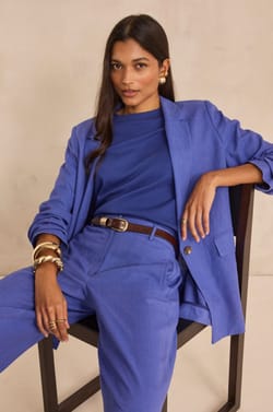 NELIA linen blend tailored jacket;${refinementColor}