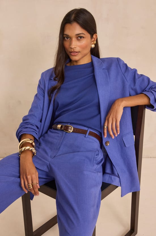 NELIA linen blend tailored jacket;${refinementColor}