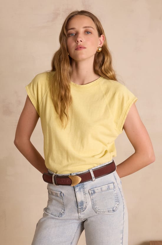 AURA T-shirt in hemp and cotton;${refinementColor}