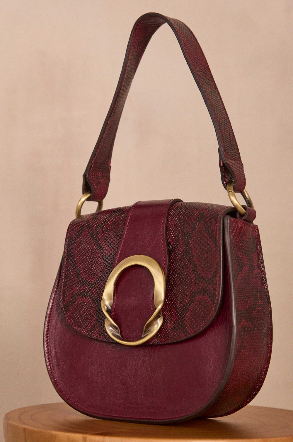 Bordeaux leather cowhide bag VALENTIN;${refinementColor}