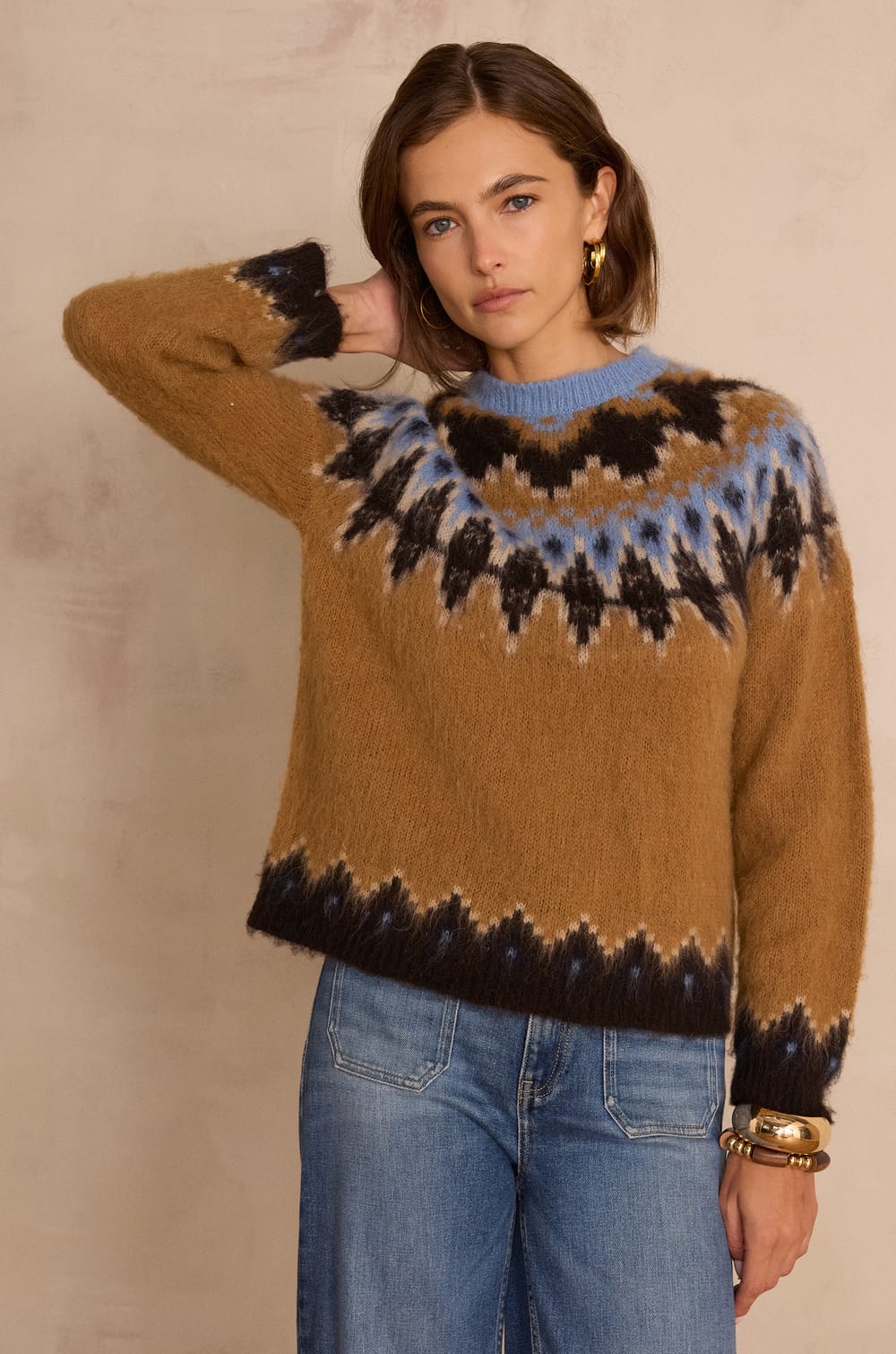 BALTIC alpaca jacquard jumper;${refinementColor}