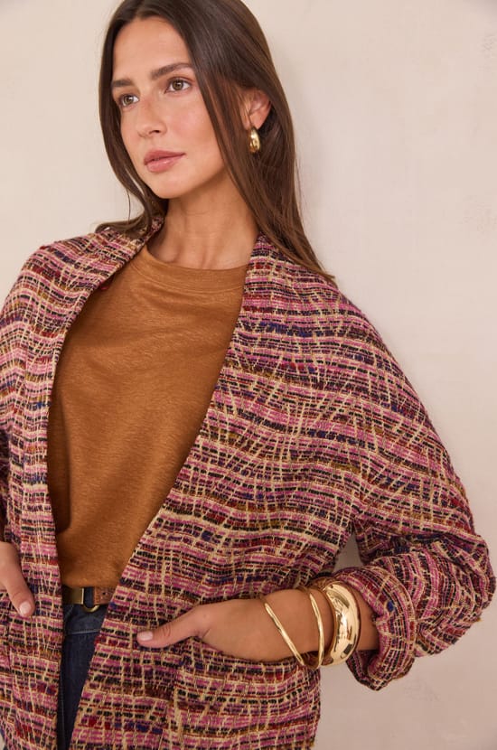 CAROLINE jacquard pattern jacket;${refinementColor}
