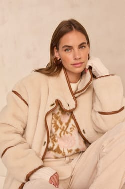 Camelia shearling-look jacket;${refinementColor}