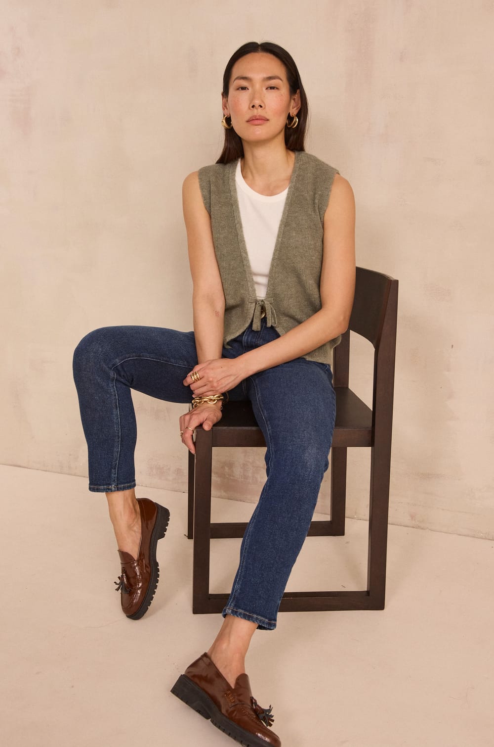 Gilet sans manches en alpaga m&eacute;lang&eacute; PACHA;${refinementColor}