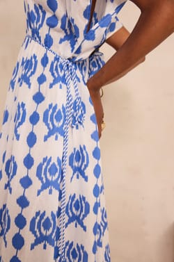 Printed cotton straight dress PROMISE;${refinementColor}