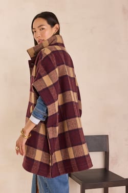 DOLLY Checked Cape Coat;${refinementColor}