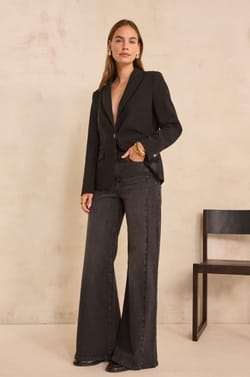 Pantalon noir &eacute;vas&eacute; en coton m&eacute;lang&eacute; SAVANA;${refinementColor}