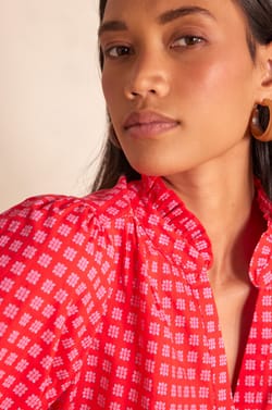 BETH cotton blouse with floral print;${refinementColor}