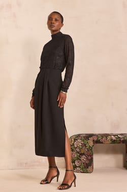 Pleated midi skirt VOYAGE ;${refinementColor}