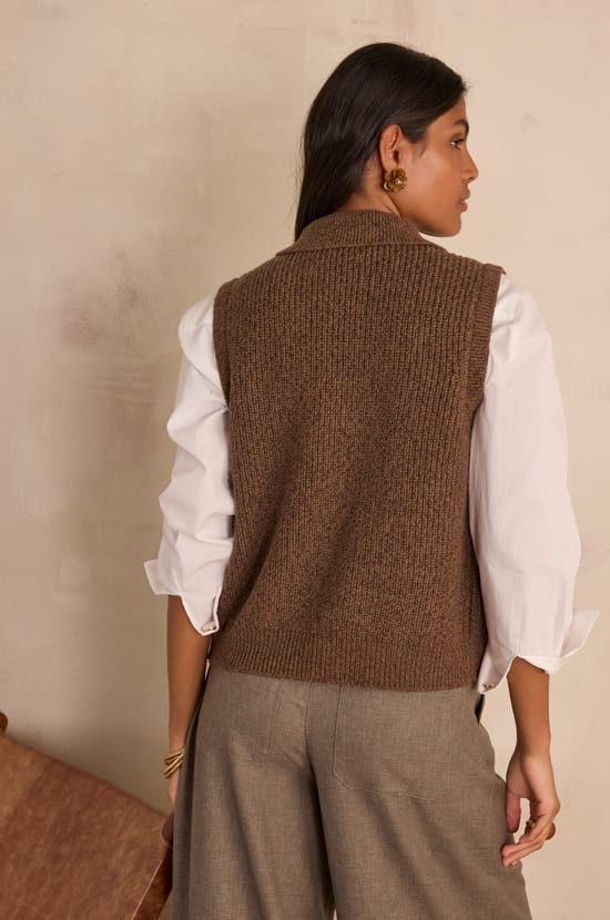 SIMON sleeveless cardigan;${refinementColor}