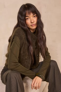 FLYNN long sleeve mixed silk T-shirt;${refinementColor}