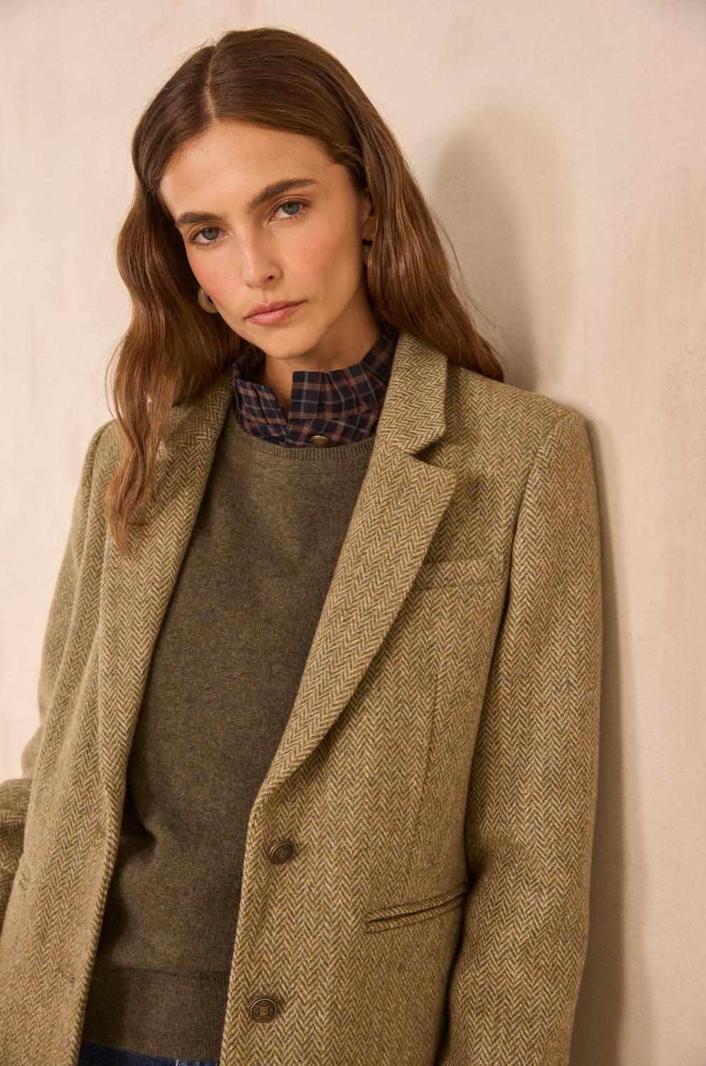 COURTNEY mixed wool blazer;${refinementColor}