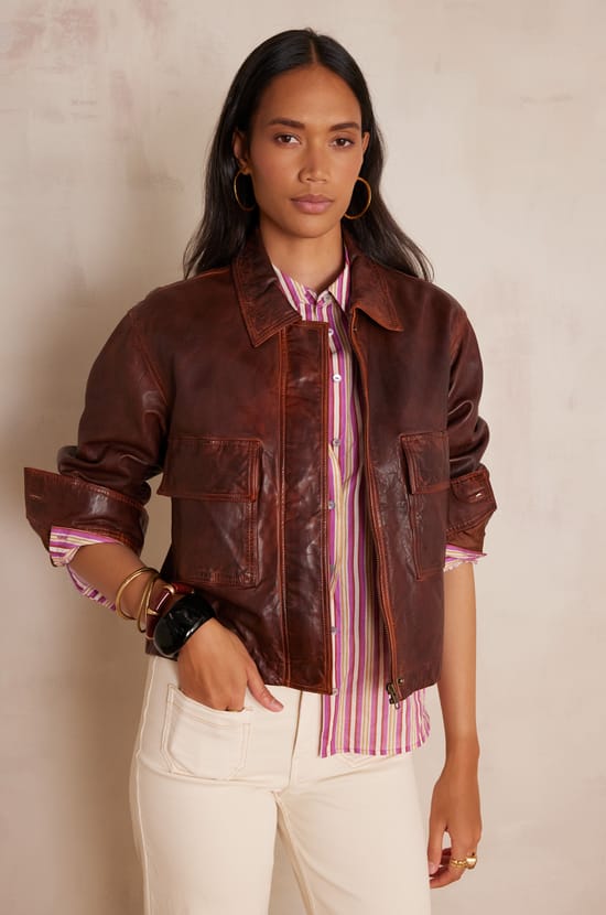 Veste COCO en cuir;${refinementColor}