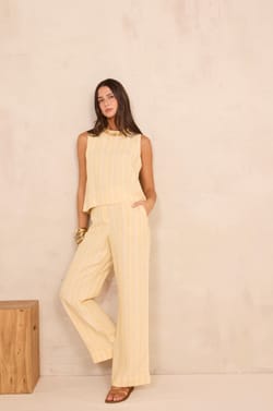 Sleeveless striped linen top MELINA;${refinementColor}