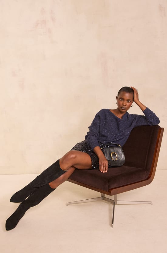 Glittery boat neck sweater BLAKE;${refinementColor}