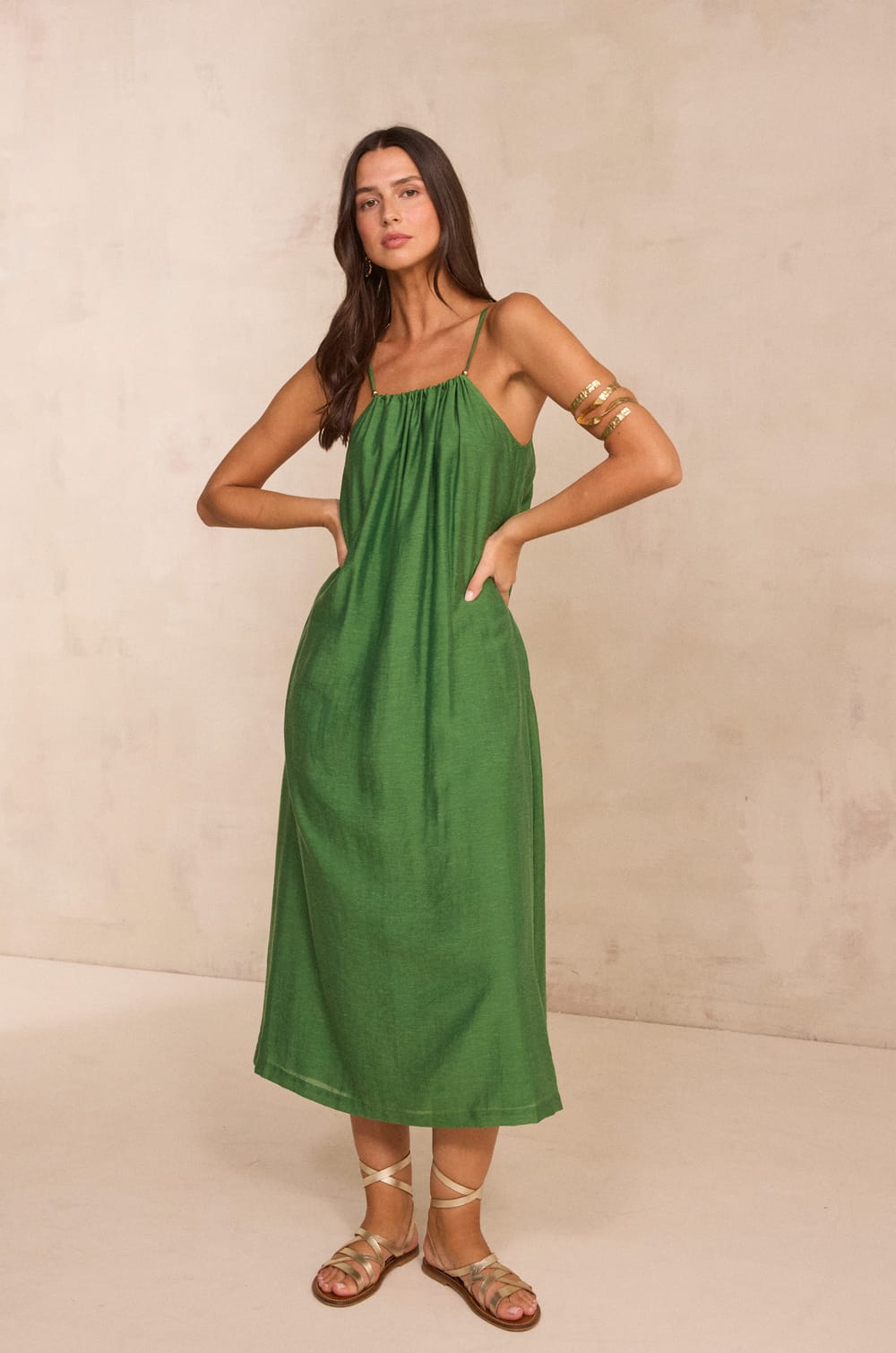 Flowy strap dress BRIA;${refinementColor}