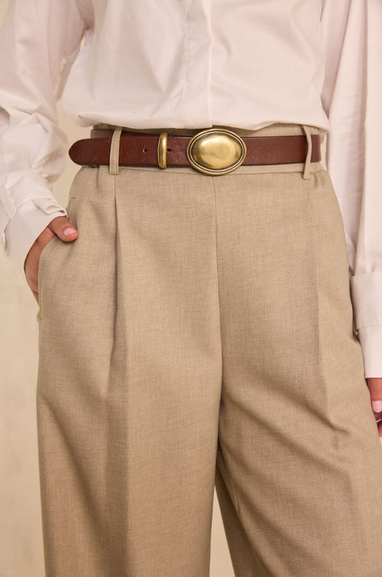 Light taupe wide leg pants LINA;${refinementColor}
