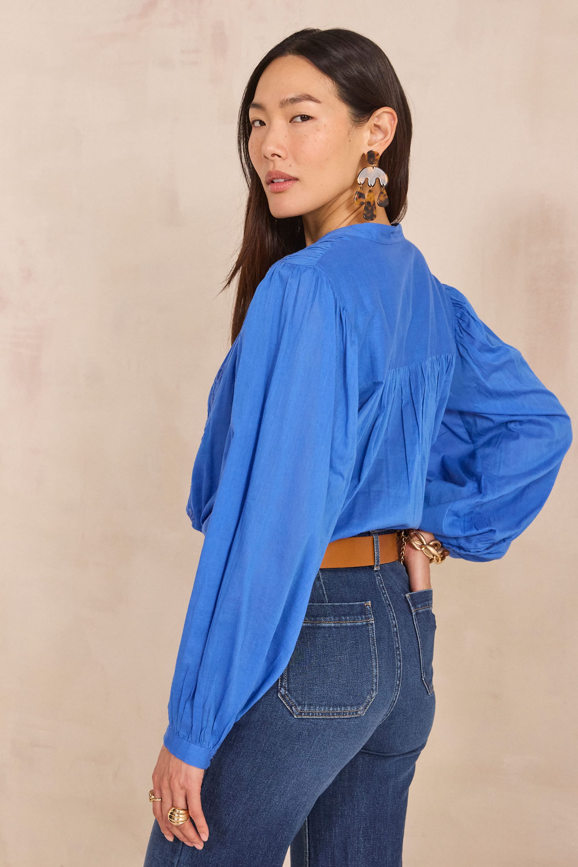 Blusa de algodón de manga larga DARCIE mujer LAVANDA | Maison 123