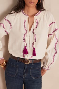 Blouse SULLY en coton et lin;${refinementColor}