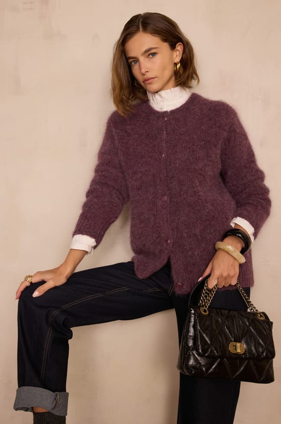 LOU mohair and alpaca cardigan;${refinementColor}