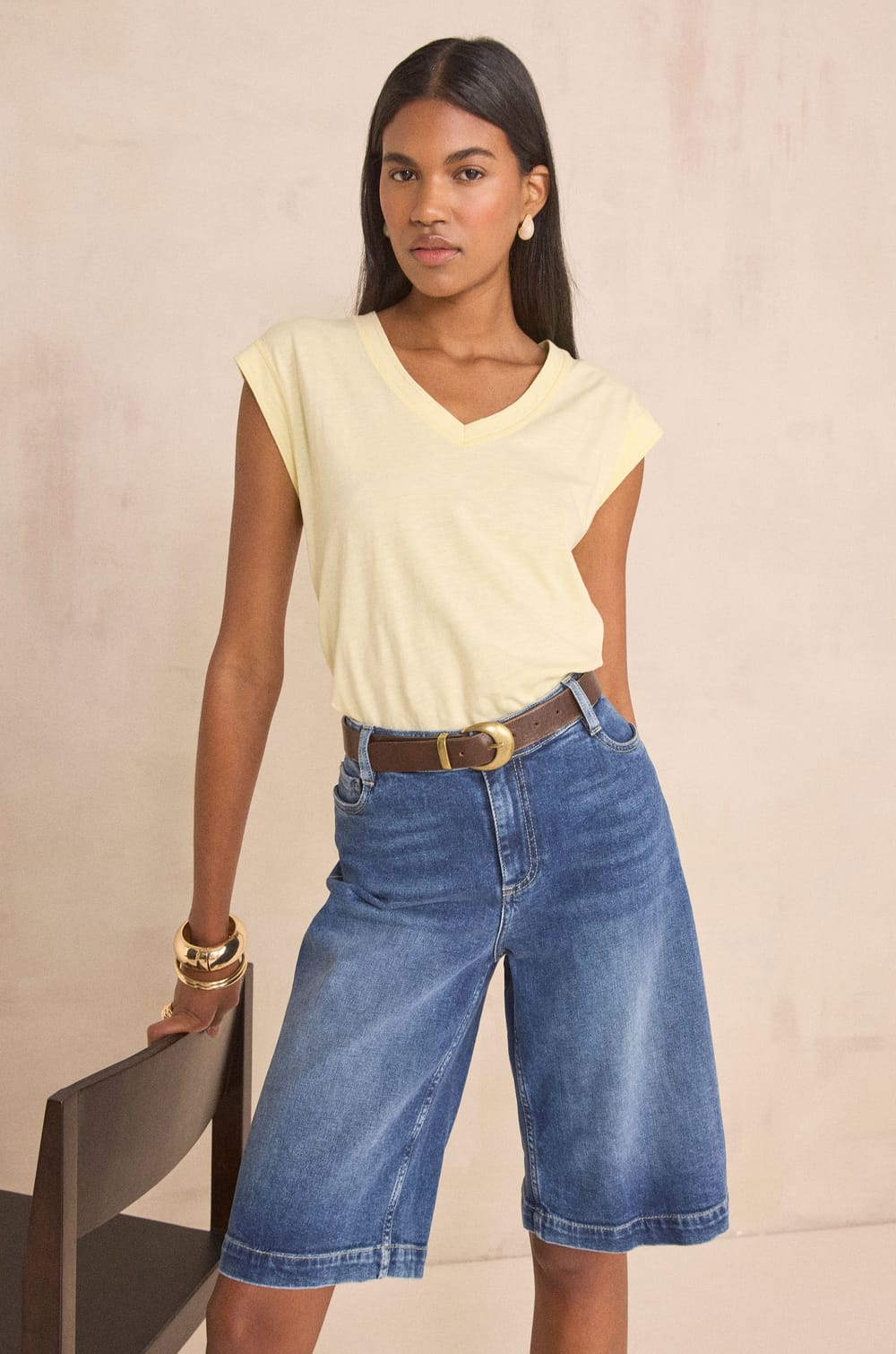 Sleeveless cotton T-shirt DELYA;${refinementColor}