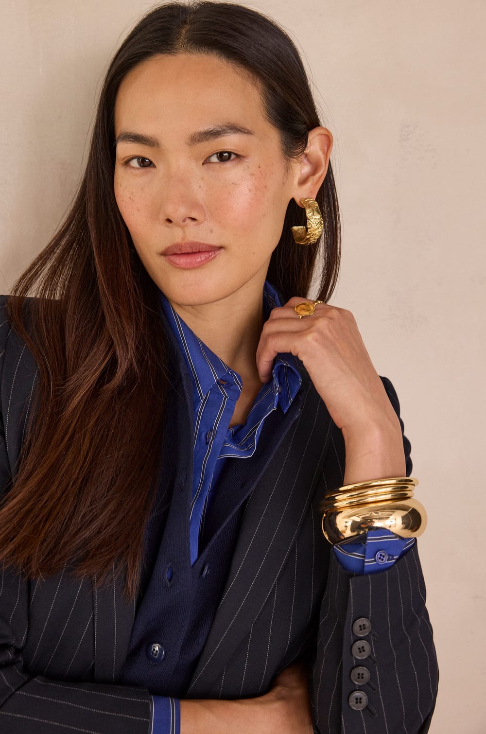 SIMONE striped blazer;${refinementColor}