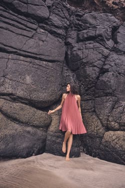 PROMISE short pleated dress;${refinementColor}