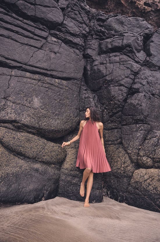 PROMISE short pleated dress;${refinementColor}