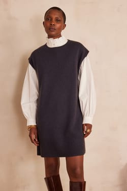 Robe pull sans manches en laine RAPHAELLE;${refinementColor}