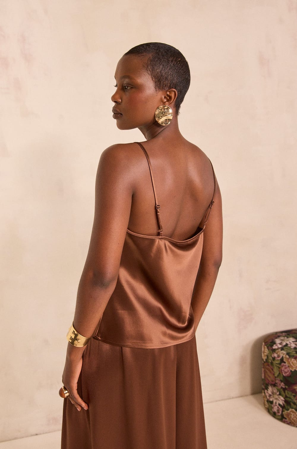 Satin top with thin straps MARJOLAINE;${refinementColor}