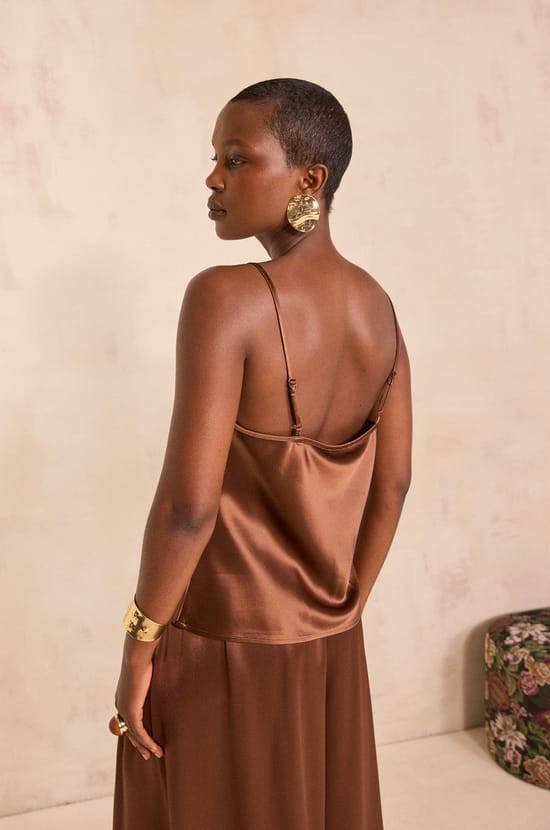 Satin top with thin straps MARJOLAINE;${refinementColor}