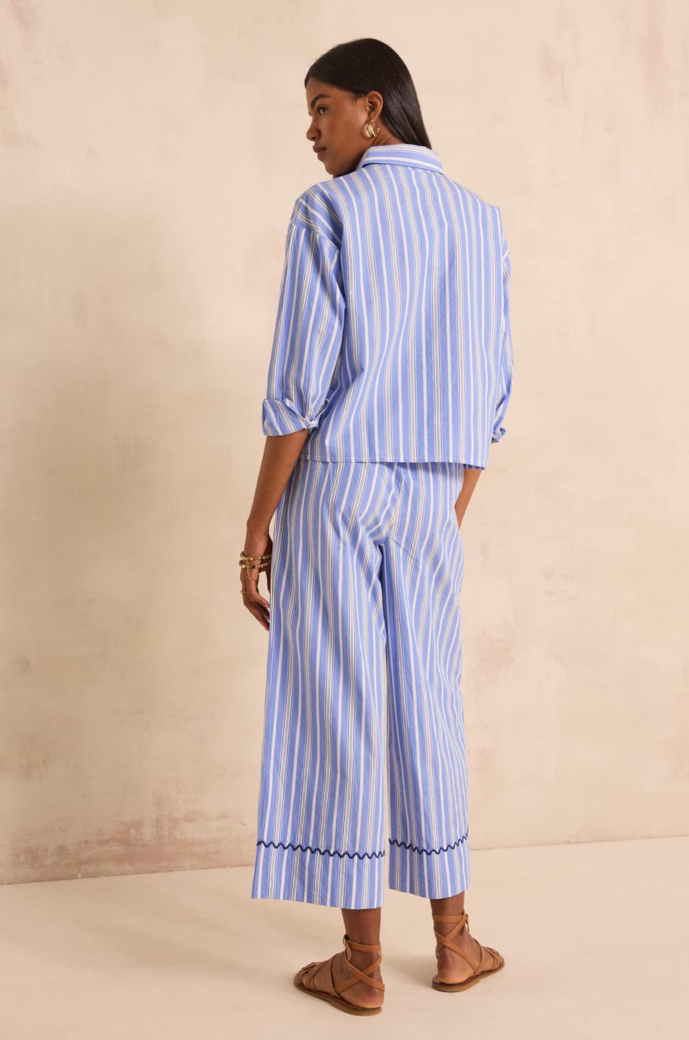 Straight striped cotton pants LOUISETTE;${refinementColor}