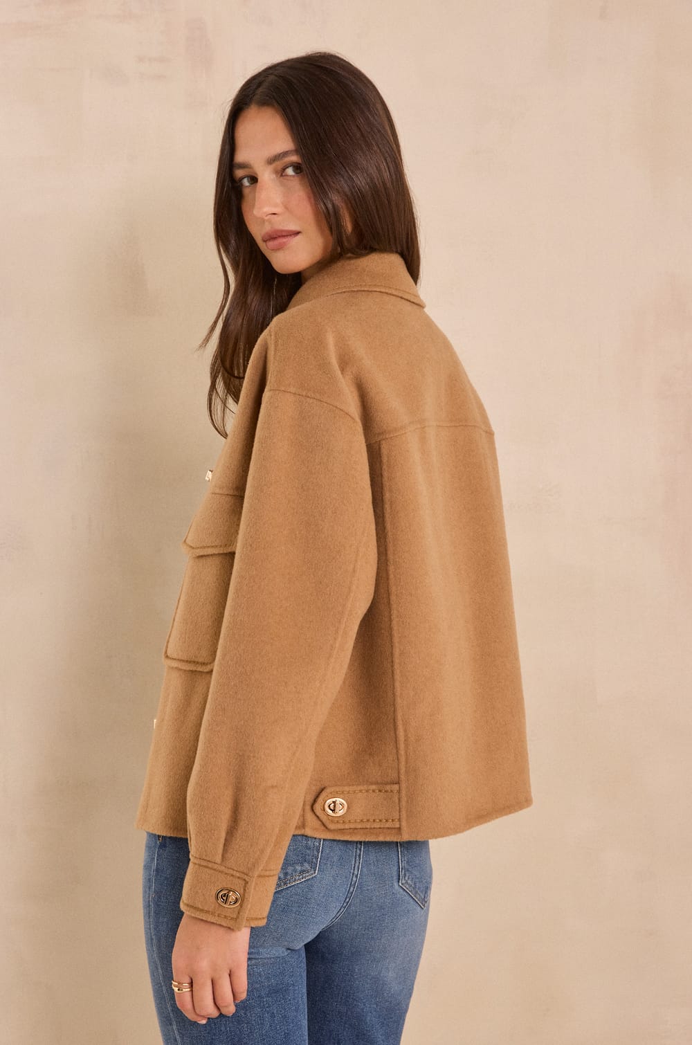 CLEA long sleeve blended wool jacket;${refinementColor}