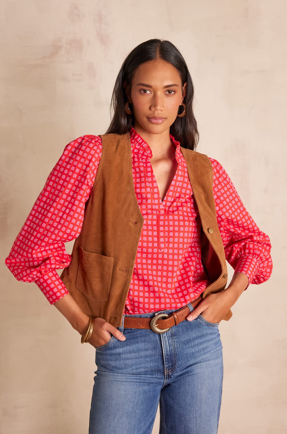 PERLIN leather cardigan;${refinementColor}