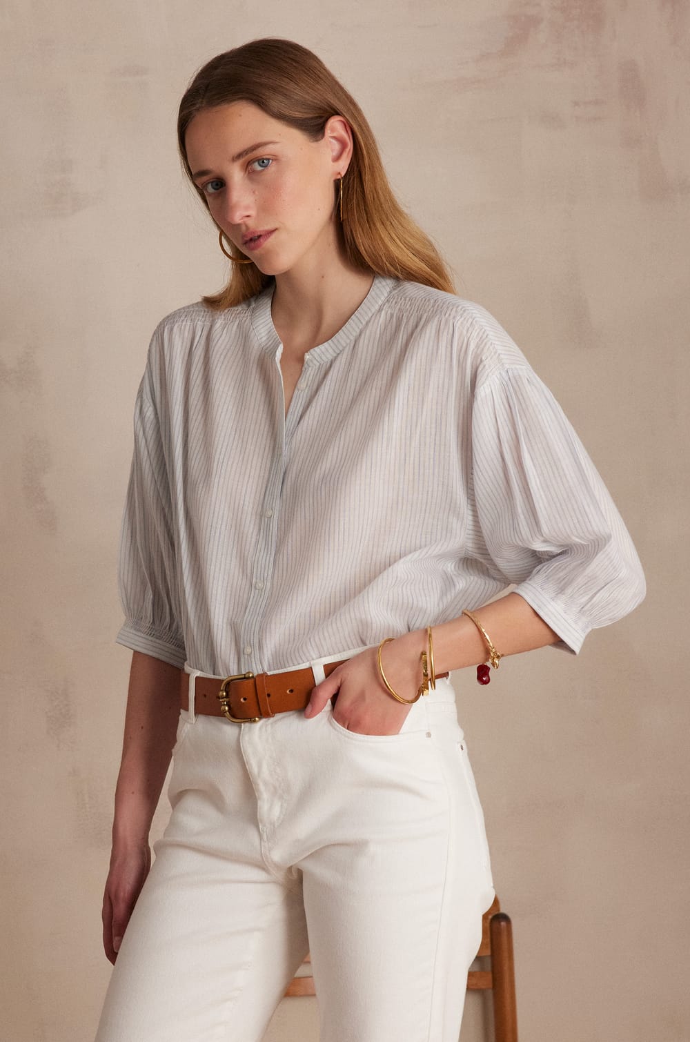 BLISS blouse in 100% cotton;${refinementColor}