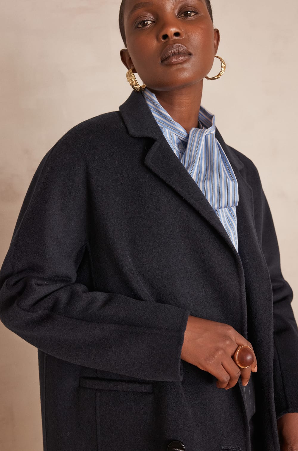 Manteau long LINA en laine;${refinementColor}