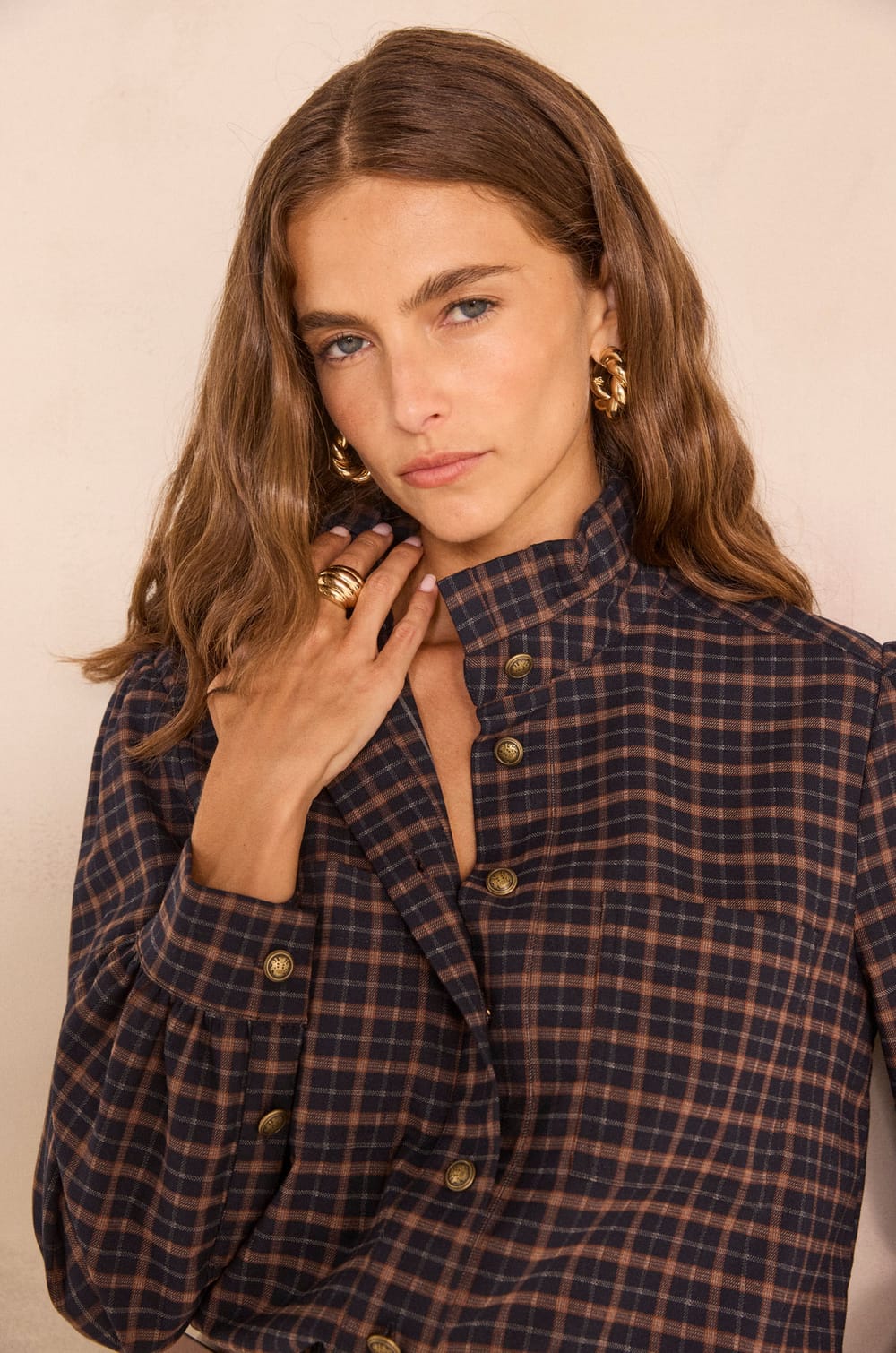 DENISE checkered blouse;${refinementColor}