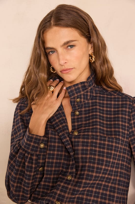 DENISE checkered blouse;${refinementColor}