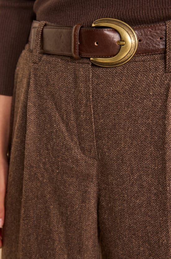 Pantalon large en laine m&eacute;lang&eacute;e BERNIE;${refinementColor}