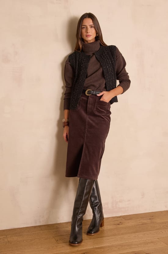 BIXENTE sleeveless cable-knit wool cardigan;${refinementColor}