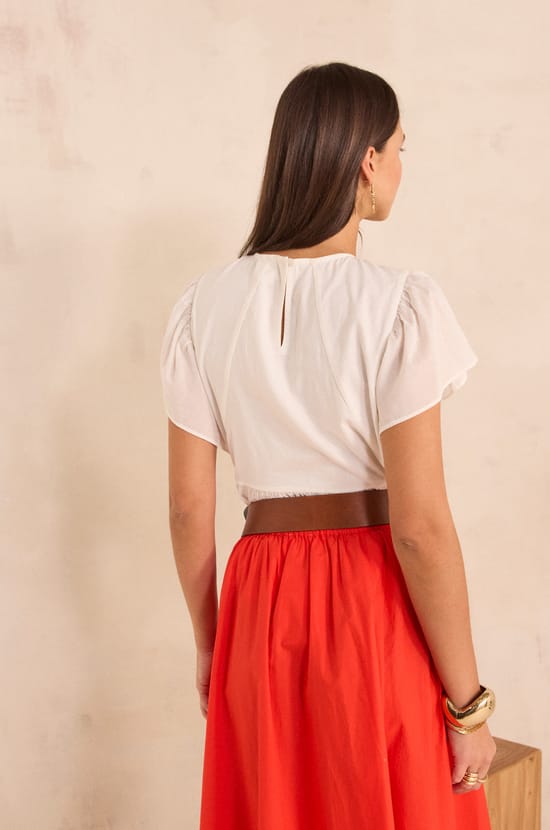 Short-sleeved embroidered blouse DAVENPORT;${refinementColor}