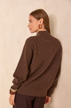 Pull chocolat &agrave; manches longues en cachemire ACHILLE;${refinementColor}