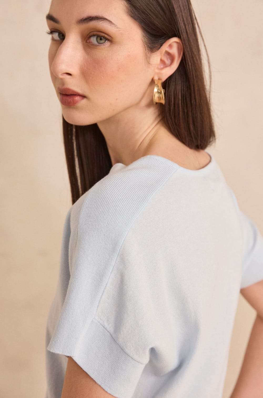 Short-sleeved cotton sweater PRETTY;${refinementColor}